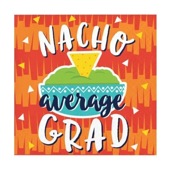 16 Napkins, 2 Ply Fiesta Fun Nacho Graduation Paper Beverage Napkins - Image 2