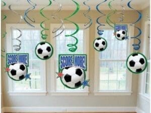 Soccer Ball Hanging Swirl Decorations (12pc)