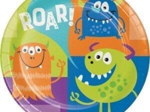 Green and Blue Fun Monsters Rounded Dinner Plate 8.8"