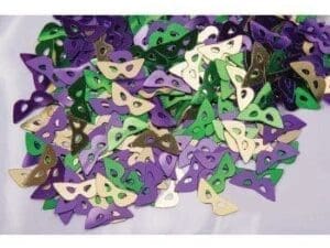 Mardi Mask Confetti Pu/go/gr 12 Pack