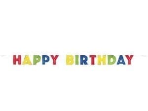 Silver Trim Rainbow Happy Birthday Banner, 7.25ft
