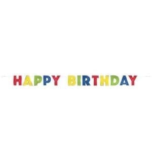 Silver Trim Rainbow Happy Birthday Banner, 7.25ft