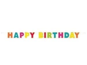 Gold Trim Rainbow Happy Birthday Banner, 7.25ft