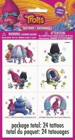Trolls Temporary Tattoos, 24ct