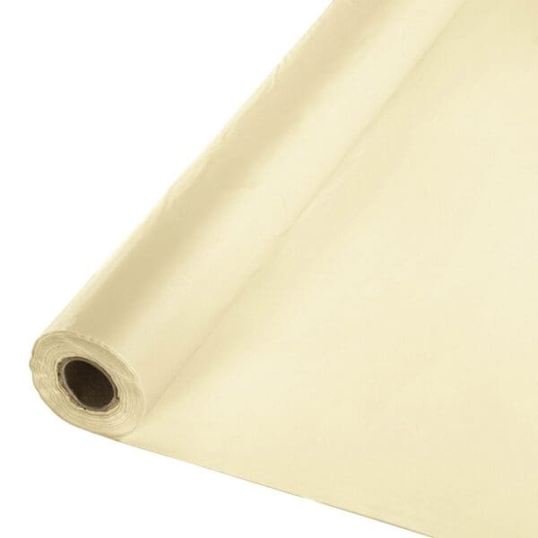 100' Ivory Plastic Banquet Roll