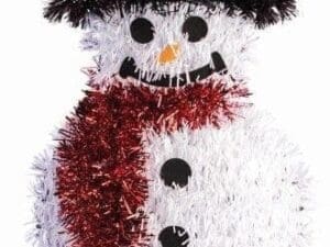 14" 3-d Tinsel Snowman Decoration