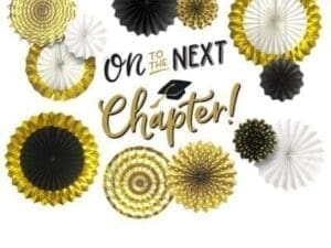 On to the Next Chapter Graduation Paper Fan Decorating Kit, 14pc Decorations