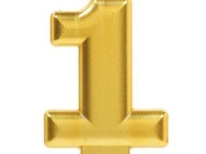 Metallic Gold #1 Birthday Glitter 3.25" Numeral Candle