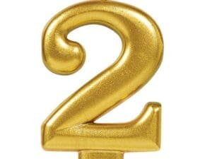 Gold Number 2 Metallic Candle