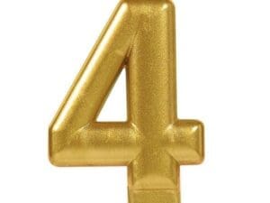Numeral #4 Metallic Candle - Gold