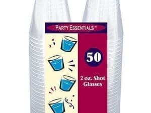 Hard Plastic 2-Ounce Shot Glasses, Clear, 50 Count Multi-Colored
