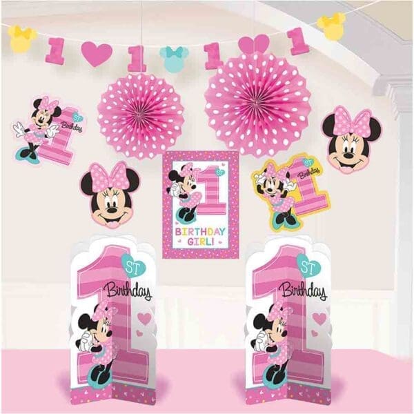 Disney Minnie's Fun to Be One 1st Birthday Party Room Decorations, 10pc