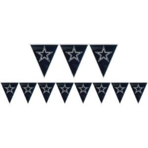 Dallas Cowboy NFL Football 12 Ft Pennant Banner, Blue Silver