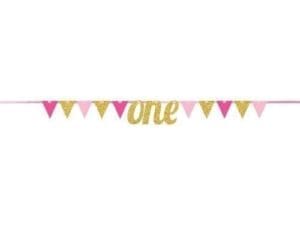 1st Birthday Girl Pennant Banner, Each