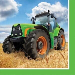Tractor Time Beverage Napkins, 16-Pack