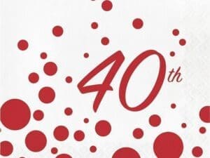 Sparkle and Shine Ruby 40th Anniversary Napkins, 16 Pk, Red