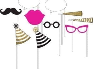 10ct Black & Gold Photo Booth Props