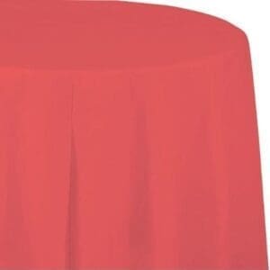 Plastic Tablecover, Octy Round, 82", Coral, 1 Ct