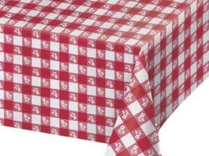54 X 108 Red Gingham Plastic Tablecloth - 12/Case