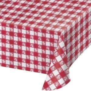 54 X 108 Red Gingham Plastic Tablecloth - 12/Case