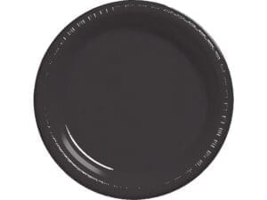 Black Party Supplies 9 Inch Plastic Dinner Plates (20 Ct)