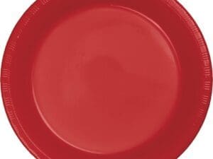 50/Pack - Creative Converting 28103131B 10 Classic Red Plastic Plate