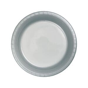 Plastic Dinner Plate, 9", Shimmering Silver, 20 Ct