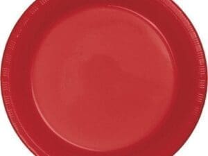 Classic Red Plastic Dessert Plates, 20-Pack