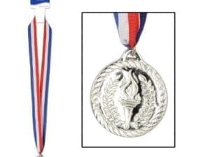 Beistle 57907 Medalwith Ribbon - Silver Pack of 12