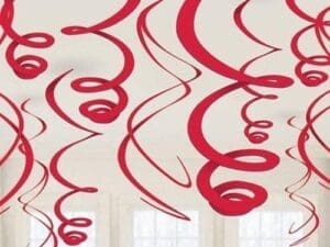 Red Plastic Swirl Decorations, 12pk