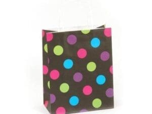 Flomo KF827R Euro Medium Dots White Kraft Bag With White Color Twisted Handle (Pack of 60)