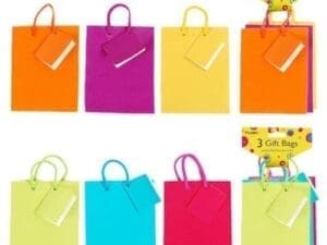 Flomo SCHD03S3 Small Bright Mixed Matte Gift Bags With Header, 2 Groups - 3 Count (Pack of 120)