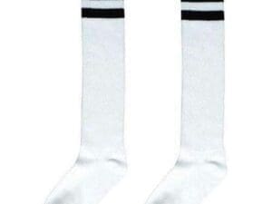 Striped Knee Socks, Frosty White
