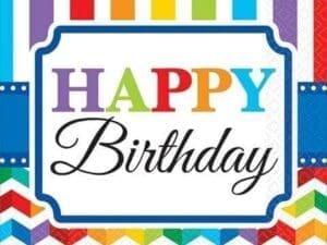 Bright Chevron and Stripes Birthday Party Beverage Napkins Tableware, Pack of 16