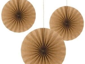 Kraft Paper Fans, 3pk