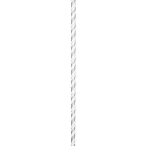 Silver Striped Paper Straws, 24pk