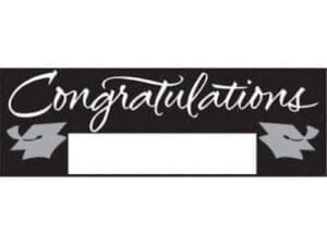 Black Congratulations Graduation Party Banner