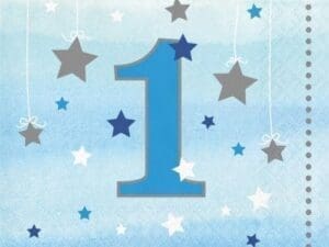Little Star Boy 1st Birthday Beverage Napkins, 16-Pack