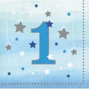 Little Star Boy 1st Birthday Beverage Napkins, 16-Pack