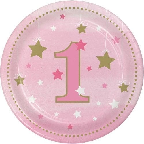 Little Star Girl 1st Birthday Dessert Plates, 8-Pack