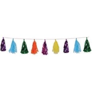 9.75" X 8' General Occasion Metallic Tissue Tassel Garland