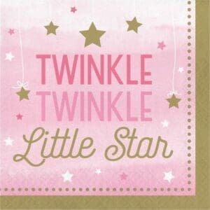 Twinkle Twinkle Little Star Pink Lunch Napkins, 16pk