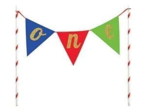 Three-Color 'One' Banner Cake Topper