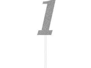 Silver Number One Cake Topper