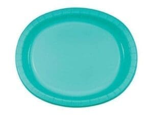 12 X 10 Oval Teal Lagoon Paper Platter - 8/Pack