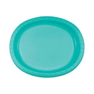 12 X 10 Oval Teal Lagoon Paper Platter - 8/Pack