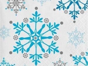 Snowflake Swirls Beverage Napkins, 16-Pack