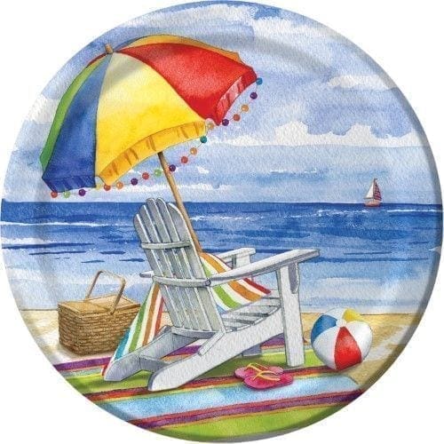 Day at the Beach Paper Plates, 8pk