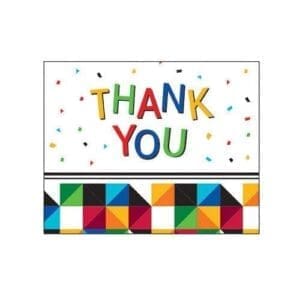 White Fractal Fun Thank You" Printed Invitation Card 8.5"