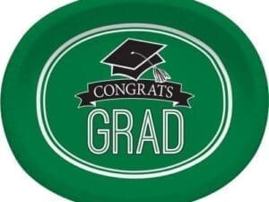 School Spirit Emerald Green Oval Plates, 8pk